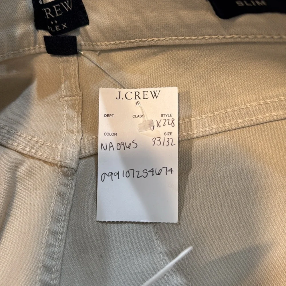 J.Crew Flex Slim Jeans Off White Stretch Denim 33x32 NWT Men’s